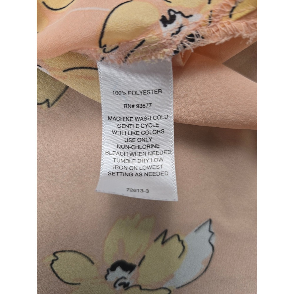 Liz Claiborne Peach Floral Ruffle Flutter Sleeve Keyhole Blouse Large - Picture 4 of 7